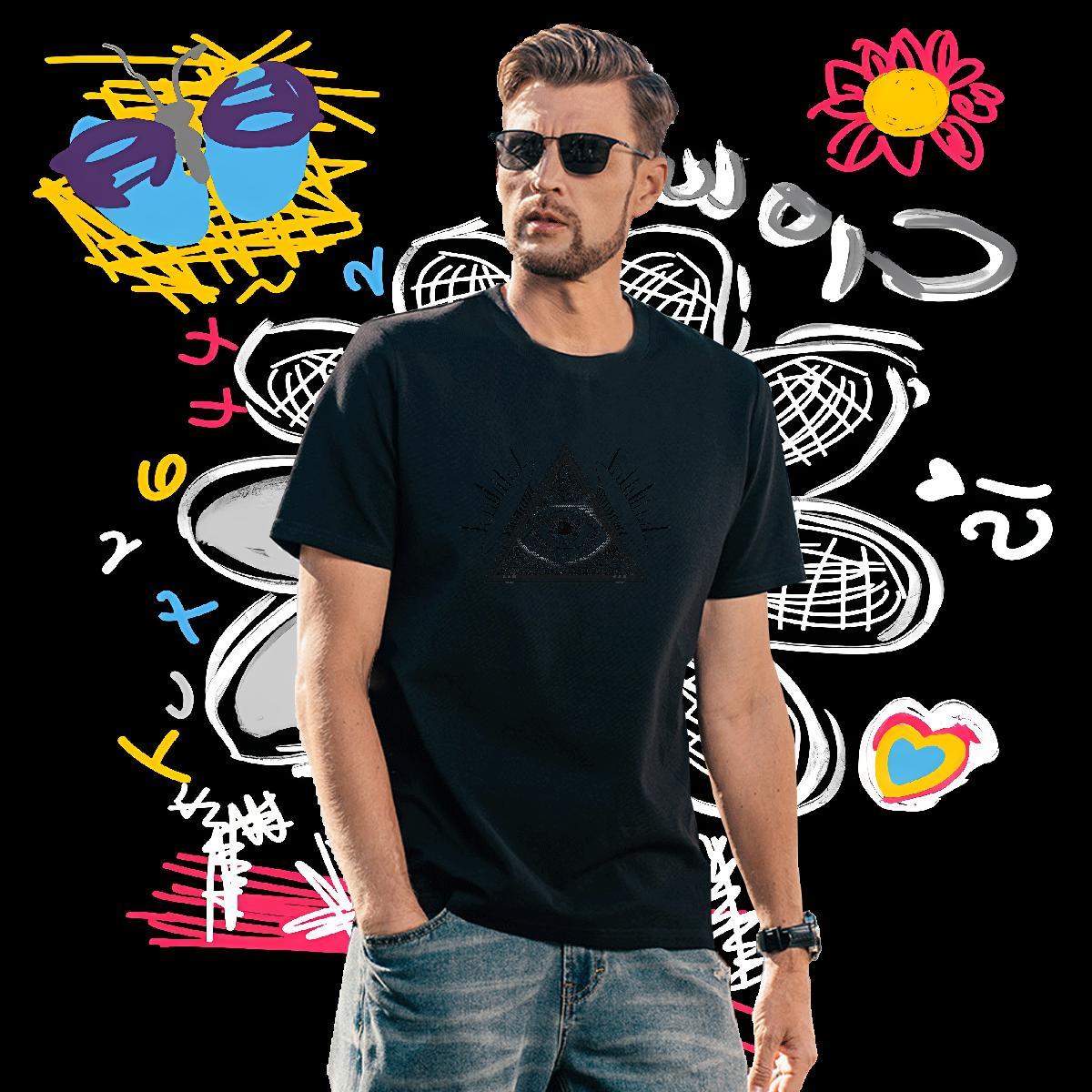 High Quality T-Shirts 100% Cotton 230g eye of the devil High Street Hip Hop Custom Printed O-Neck Short Sleeve Men Clothes T-Shirt Stylist Clothings