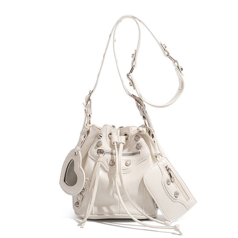 Women New Design Armpit Rivet Tassel Pleated Shoulder Crossbody Bag Free shipping