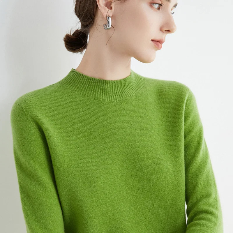 100% Merino Wool Cashmere Sweater Womens Knitted Navy Blue Collar Long Sleeve Floral Autumn Winter Clothing Warm Jumping Top 240826