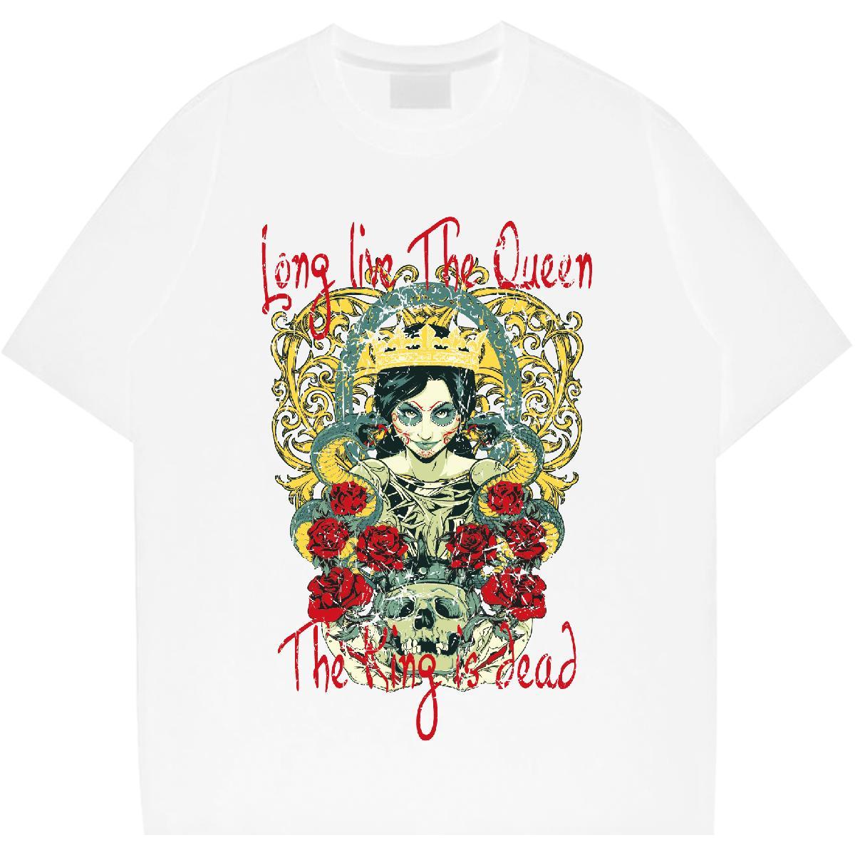 Lady Women Tshirts 230g 100% Cotton scary Street T Shirts Women Breathable Short Sleeve Customized Clothes Shirt