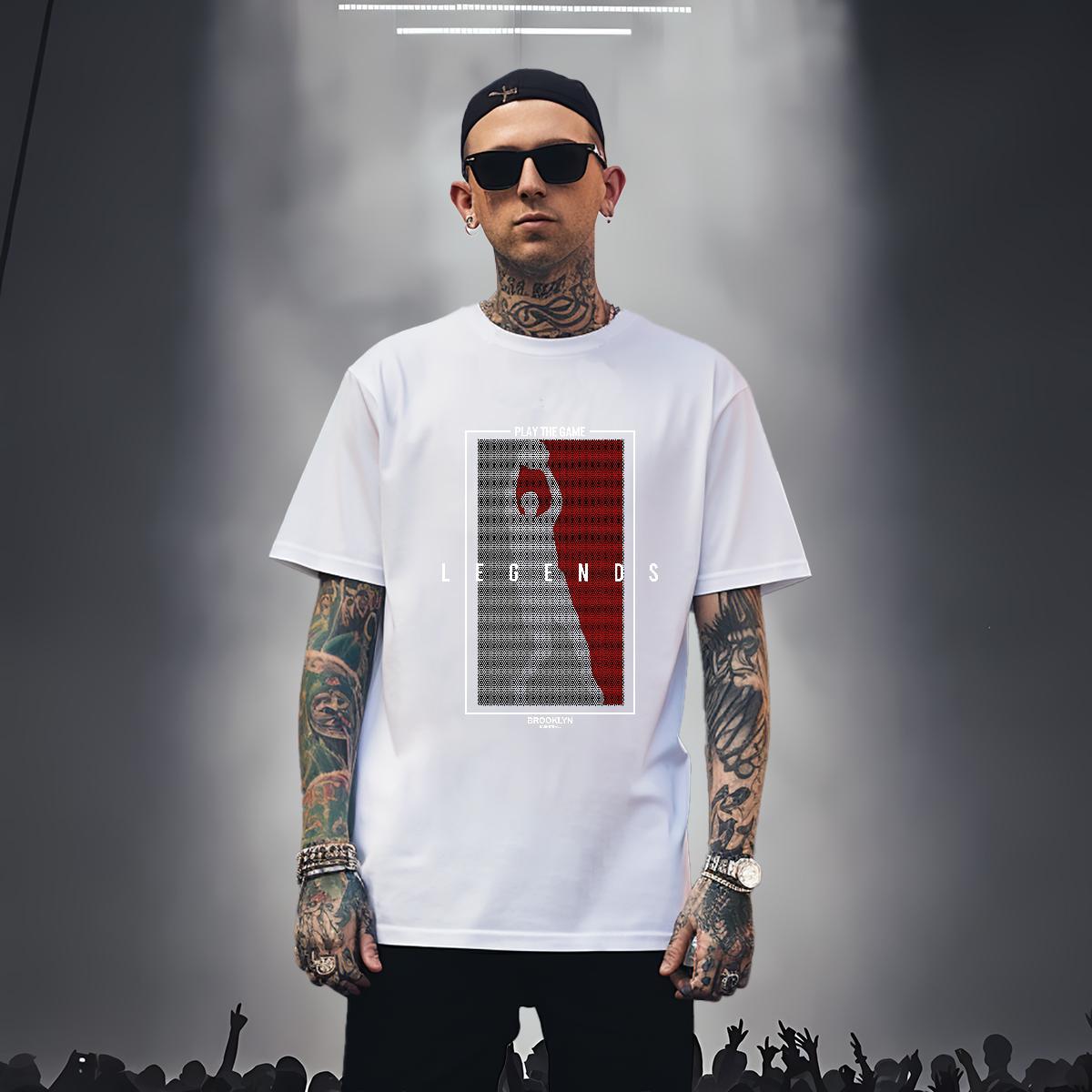Cool Design Men T Shirts 230g Cotton basketball Street Black Oversized Breathable Short Sleeve Men Tshirts Classic Tops Shirt