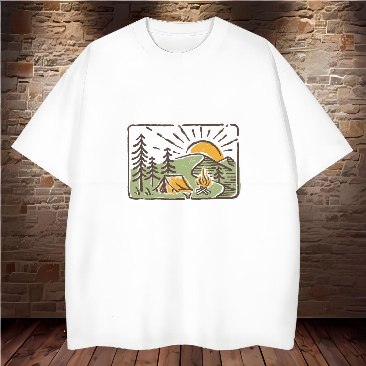 TOP Quality T shirt 230g Pure Cotton mountains Outdoor Oversized 4XL Breathable Short Sleeve Men Tees 2024 Designer Tee Shirt