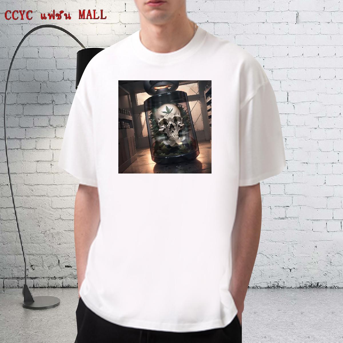 Loose Man T Shirts 230g Cotton skull Beach Custom Print Oversized Short Sleeve O-Neck Tshirt for Man Woman New Designer Tshirts