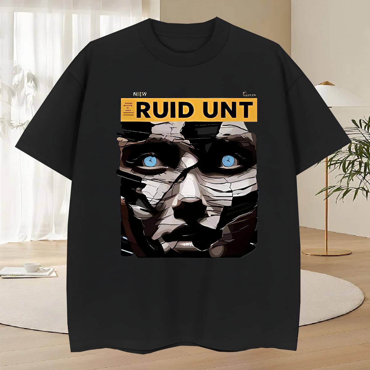 Loose T-Shirts 230g Pure Cotton letter High Street Hip Hop Cartoon Printing L-4XL O Neck Short Sleeves Men Clothes T-Shirt Classic Casual Wear