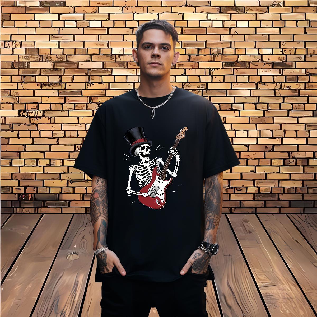 Classic T Shirt For Man 230g Pure Cotton skull Summer Casual Customized Breathable Short Sleeve Tshirts New Tee Shirt
