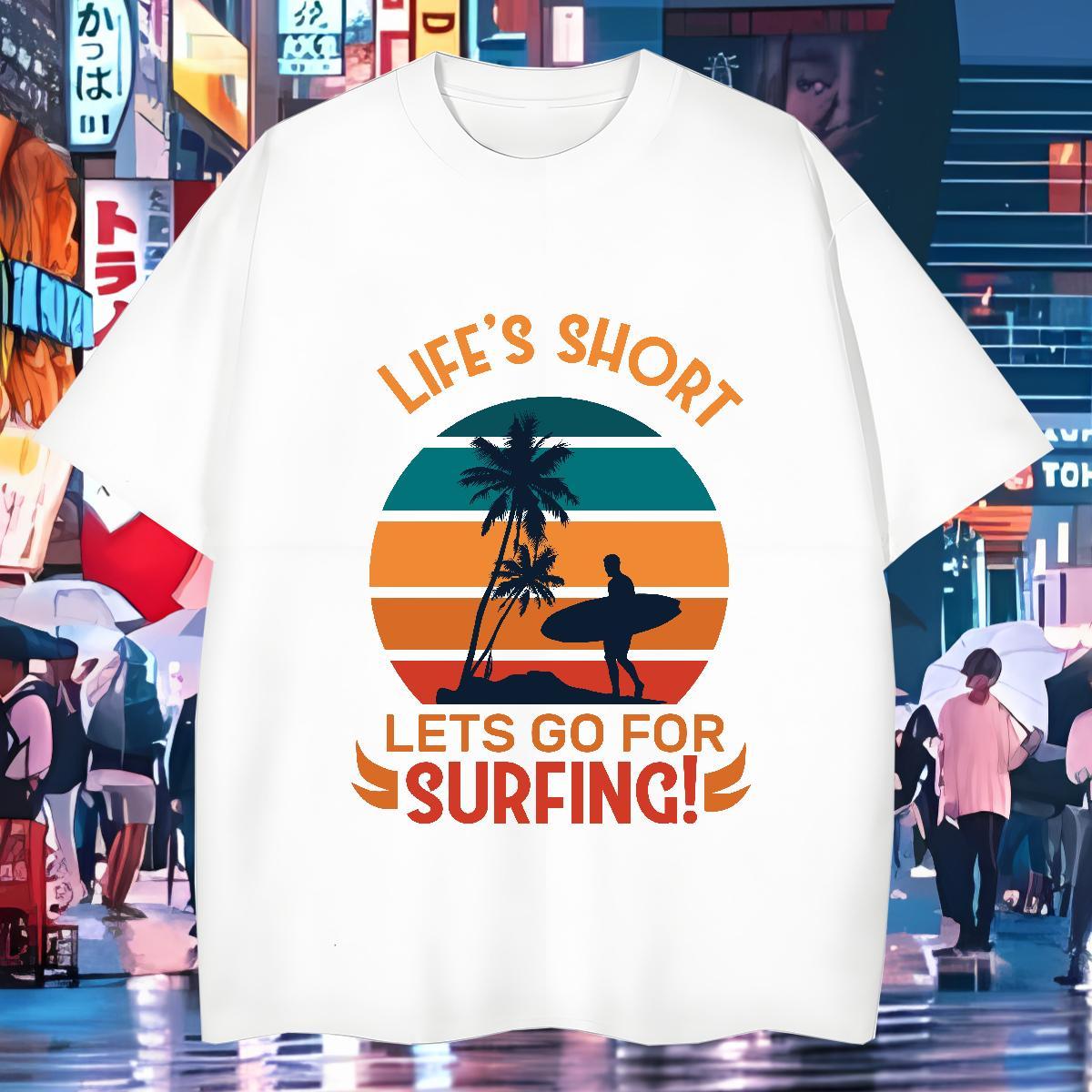 Popular T shirt 230g Cotton beach Street wear Hip Hop Custom Printing Breathable Crew Neck Couples T Shirts Stylist Clothings
