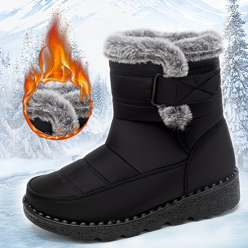 Cozy Faux Fur ed Winter Women Warm, Plush, and Furry Platform Ankle Boots Long Cotton Shoes Slip-On Design Comfortable Footwear Cold Weather for Snow