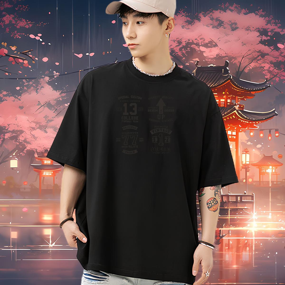 Classic Men T Shirts 230g Cotton letter Beach Oversized 4XL Breathable Crew Neck Tshirt for Man Woman Factory Direct Tops
