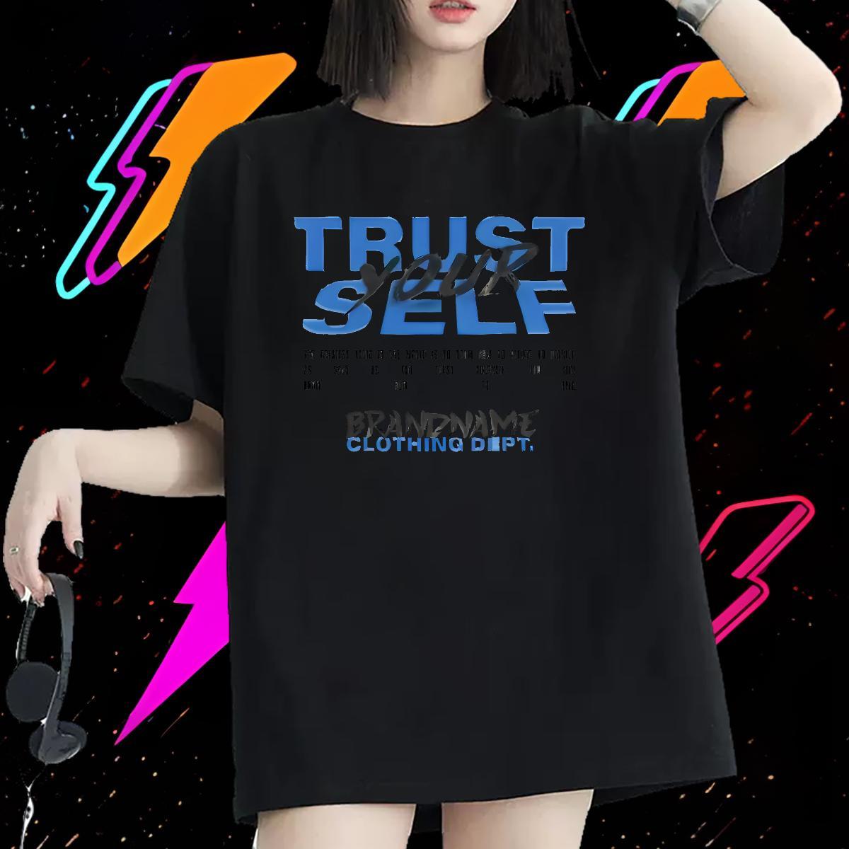 Comfortable Lady T shirt 230g Pure Cotton letter Sport T Shirts Women Breathable Soft Cartoon Floral Printing Clothes Shirt