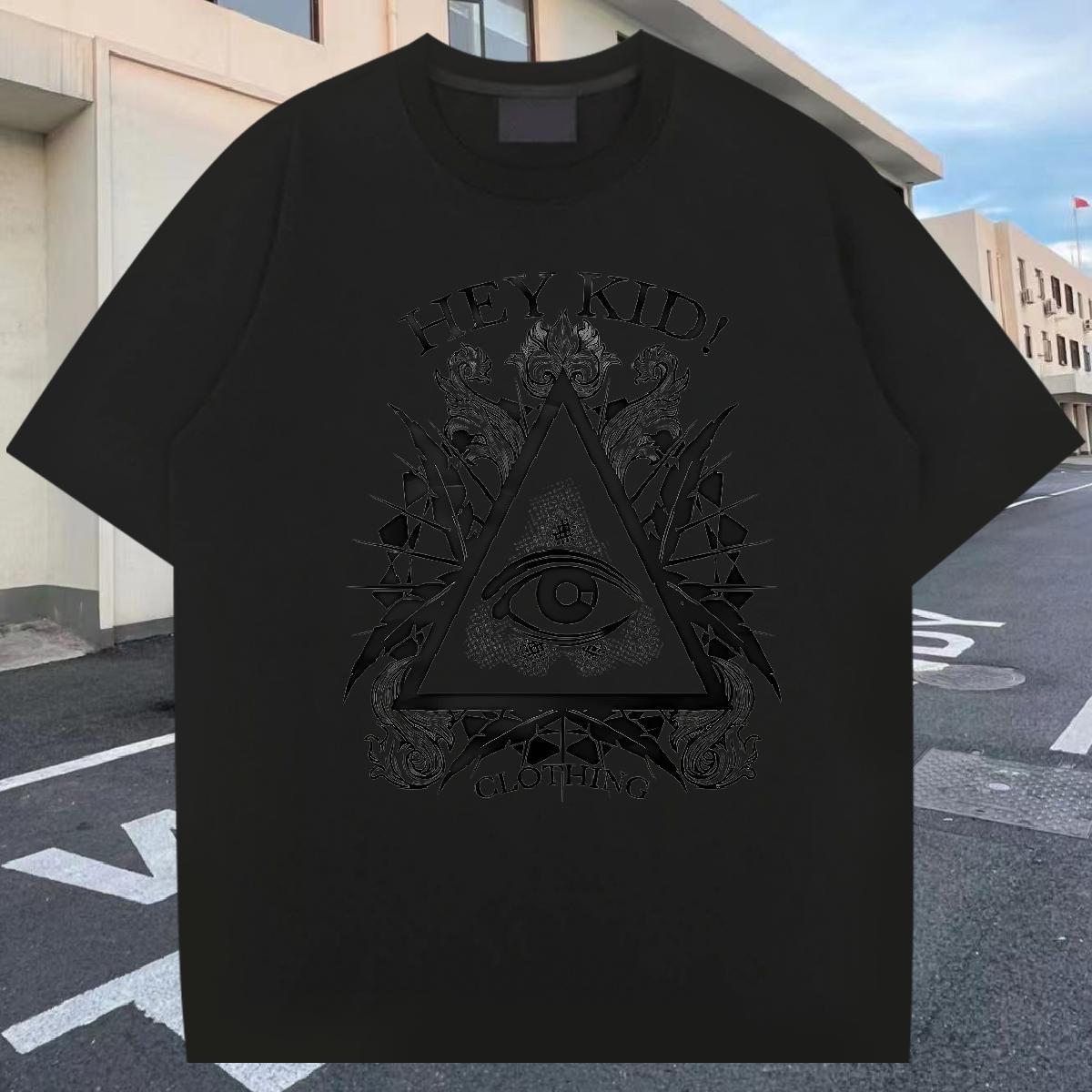 Loose Mens T Shirts 230g 100% Cotton eye of the devil Daily Wear Custom Anime Breathable Short Sleeve Men Tshirts Wholesale Tee Shirt