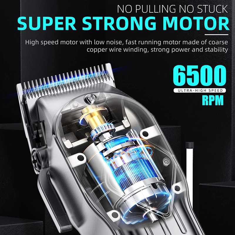 KIKIDO Electric Hair Clipper 6500 RPM Professional Hair Trimmer Adjustable Barber Rechargeable Hair Cutting Machine for Men W241227