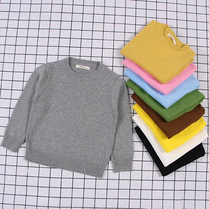 Childrens girls sweater jacket spring and autumn childrens casual jacket childrens solid knitted cardigan wool sweaterW240824