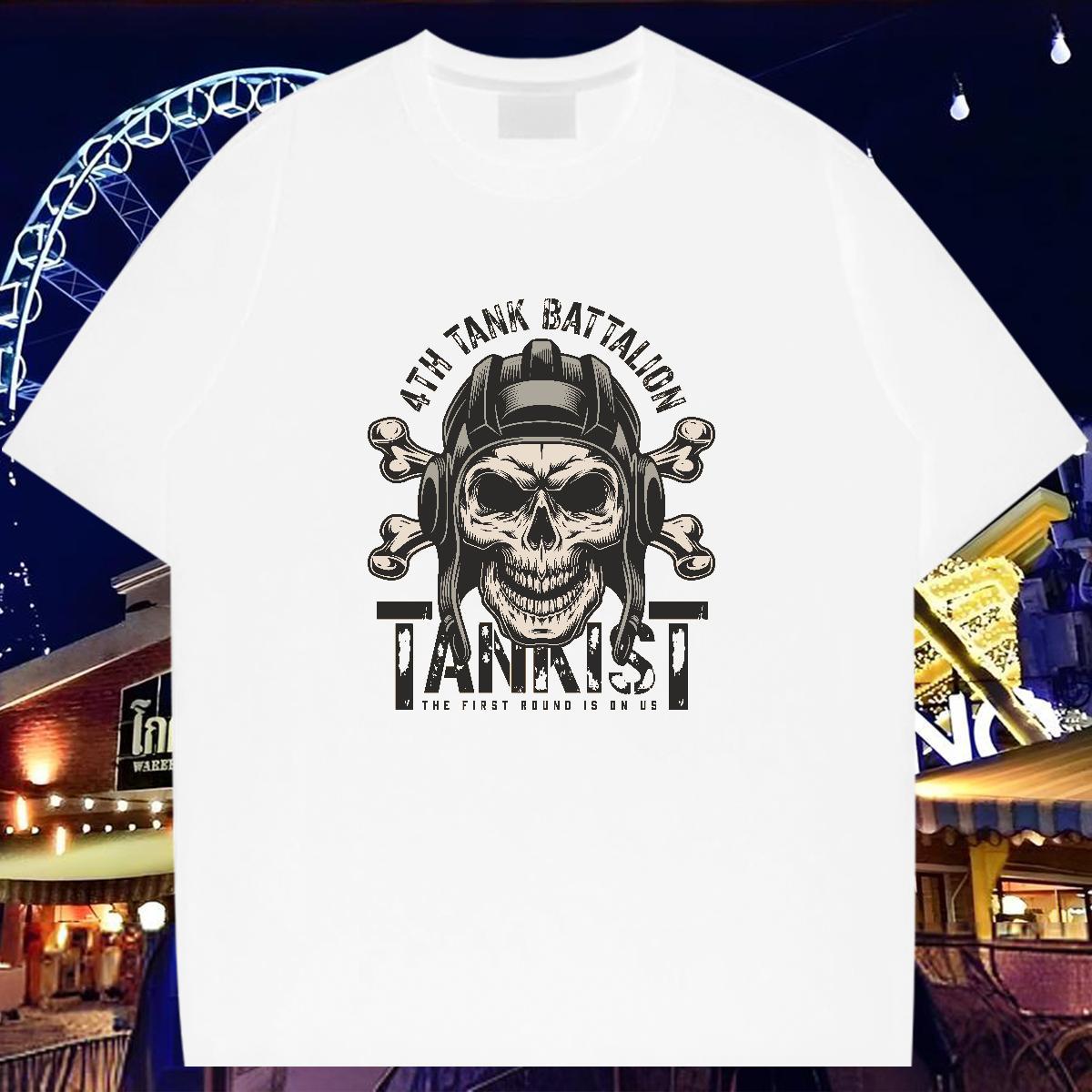 Loose T-Shirts 230g Cotton skull Spring Summer Plus Size Custom Breathable Short Sleeve Men Tshirts Customized Tees