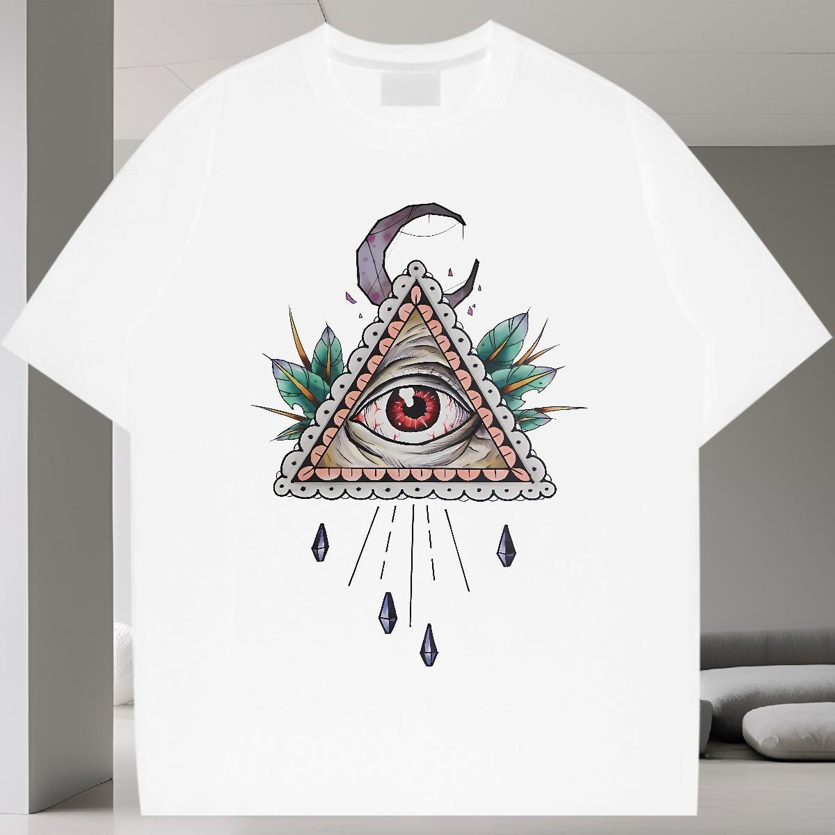Wholesale T-Shirts for Men 230g 100% Cotton eye of the devil Daily Outfit Plus Size Custom Breathable Crew Neck Men Tees New Clothings