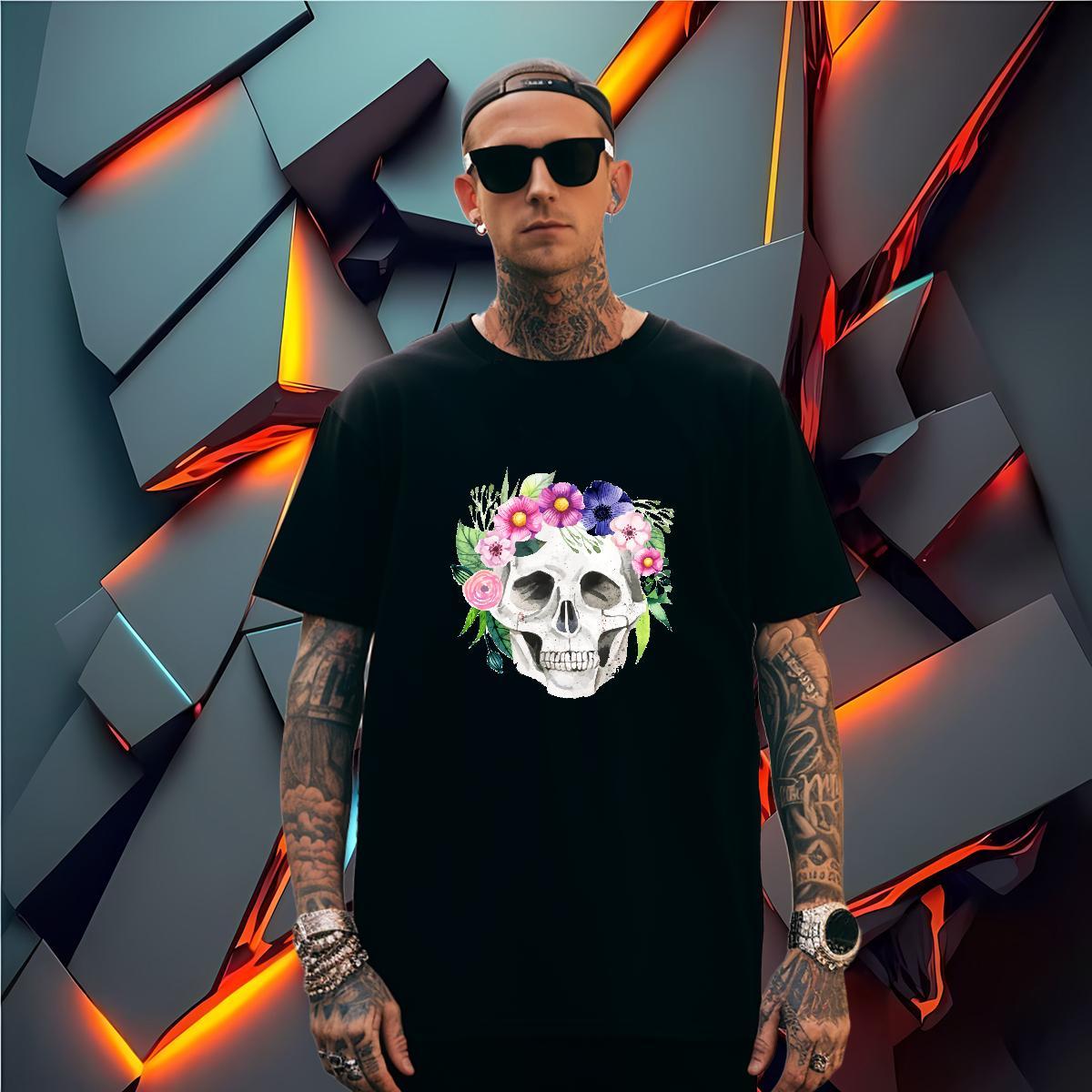 Cool Design T shirt 230g 100% Cotton skull Sports Casual Black Oversized Breathable Men Tees Designer Clothes