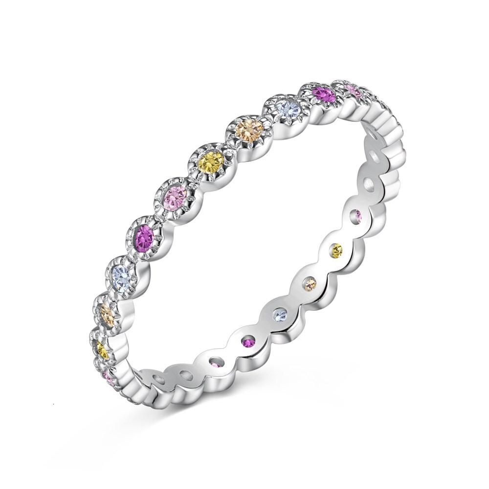 S sterg sier for women with high-end feeg, zirconia inlaid fashionable tail series, colored closed mouth ring