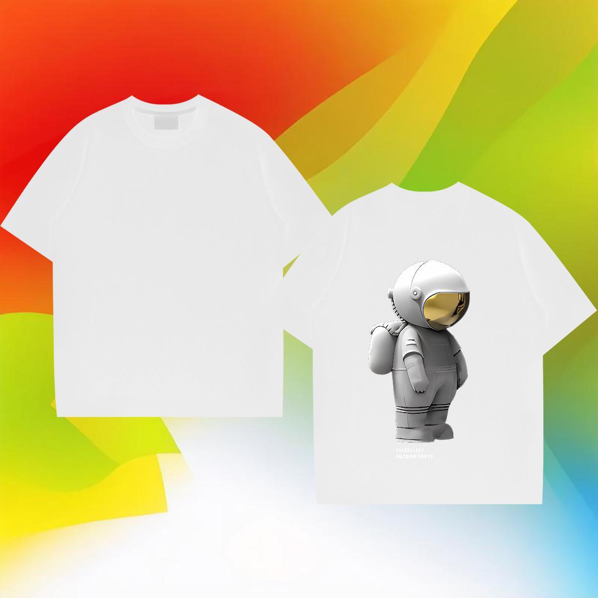 Wholesale T Shirt For Man 230g Pure Cotton spaceman Casual Daily Wear Floral Print Crew Neck Tshirts New Arrival Tees