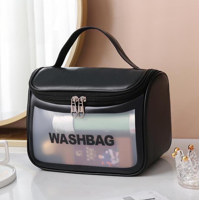 Women Transparent Cosmetic Bag Toiletry Bag Matte Bath Storage Bag Large Capacity Free shipping