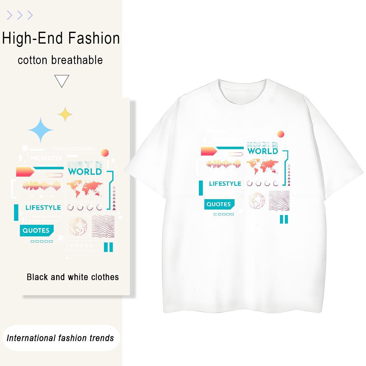Loose Woman Tshirt 100% Cotton 230g letter Daily Wear T Shirt For Woman Round Neck Short Sleeve Custom Cartoon Tees