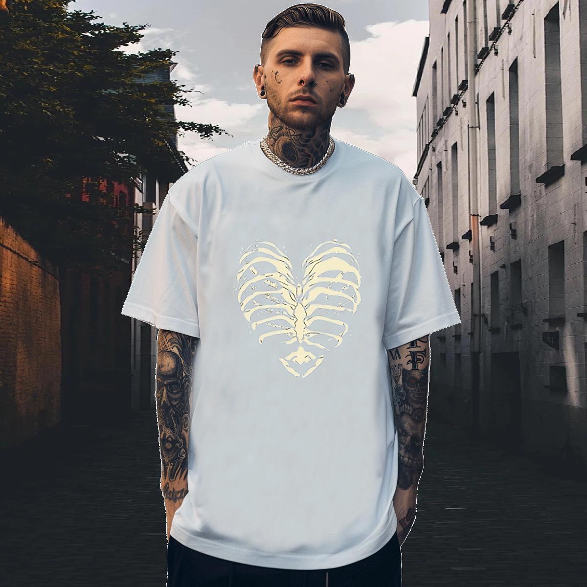 Comfortable Man T Shirts 230g Pure Cotton skull High Street Hip Hop Custom Printed Round Neck Short Sleeve Mens Tshirts DIY Customized Tees