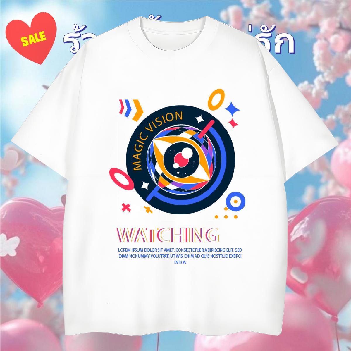 Popular T Shirts Men 100% Cotton 230g watching Anime Printing Street Black White Short Sleeve Soft Tshirt for Man Woman 2024 DIY Tees Shirts
