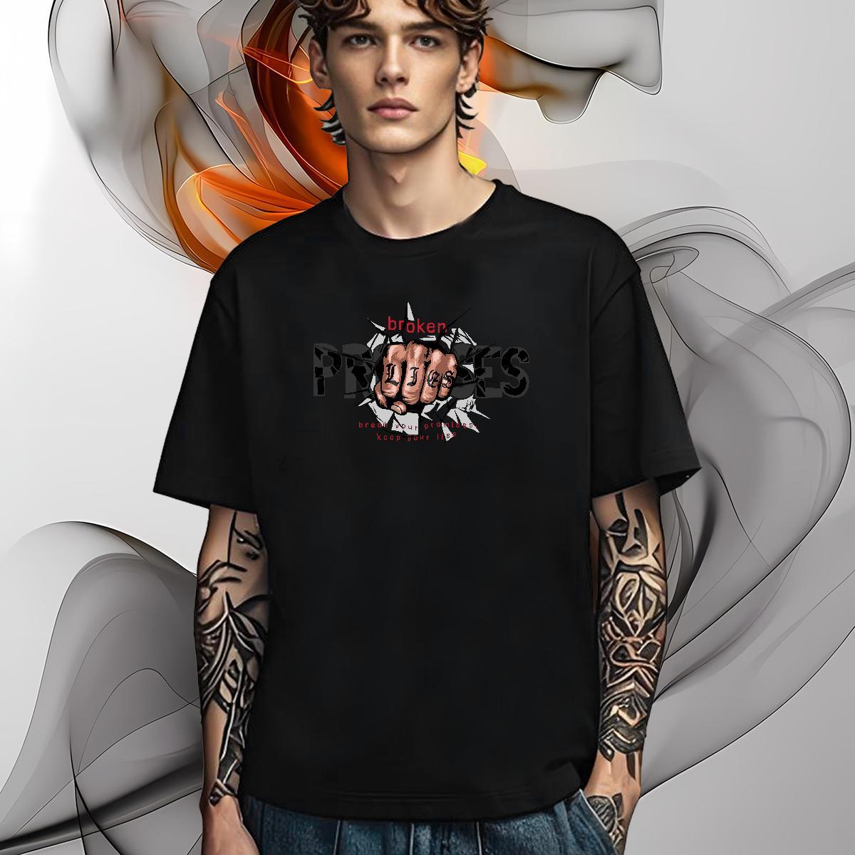 Popular Mens T Shirts 100% Cotton 230g letter Hip Hop Street Anime Breathable Short Sleeve Tshirt for Man Woman New Tops Shirt