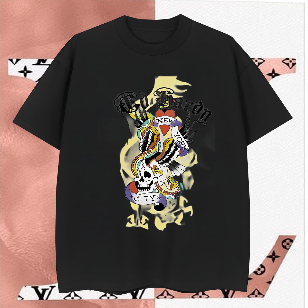 Loose T-Shirts 100% Cotton 230g skull Daily Outfit White Plus Size Short Sleeve Soft Tshirts 2024 DIY Tees