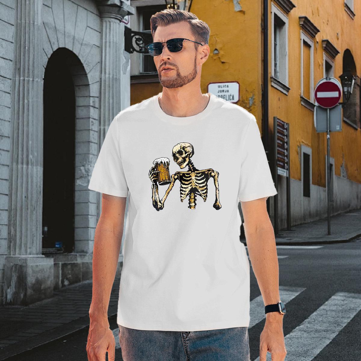 Loose Fit T Shirts Men 230g Cotton beer Daily Outfit Asian Size Breathable Short Sleeve Couples T Shirts 2024 New Polos
