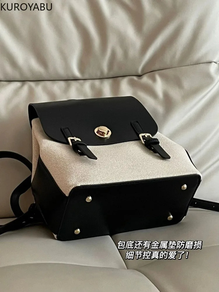 Patchwork Leather Backpack for Women Fashion Female Travel Bagpack School Bags Bolsos Para Mujeres Tendencia 240824