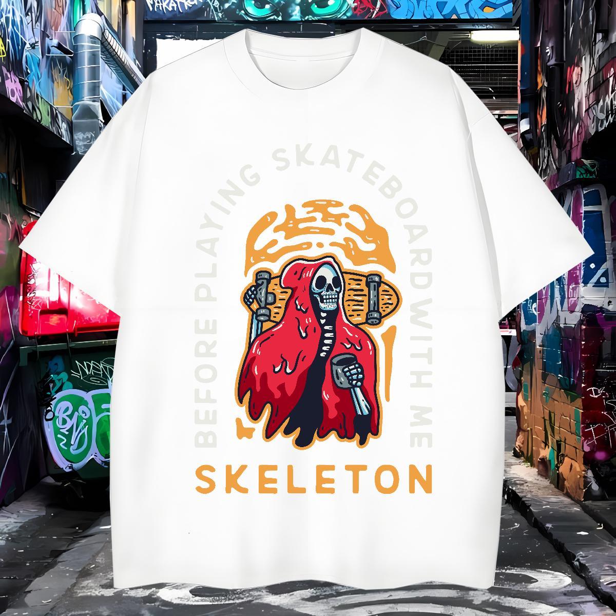 Loose Fit T-Shirts 100% Cotton 230g skull Casual Daily Wear Custom Printing Crew Neck Breathable Men Clothes T-Shirt New Tee Shirt