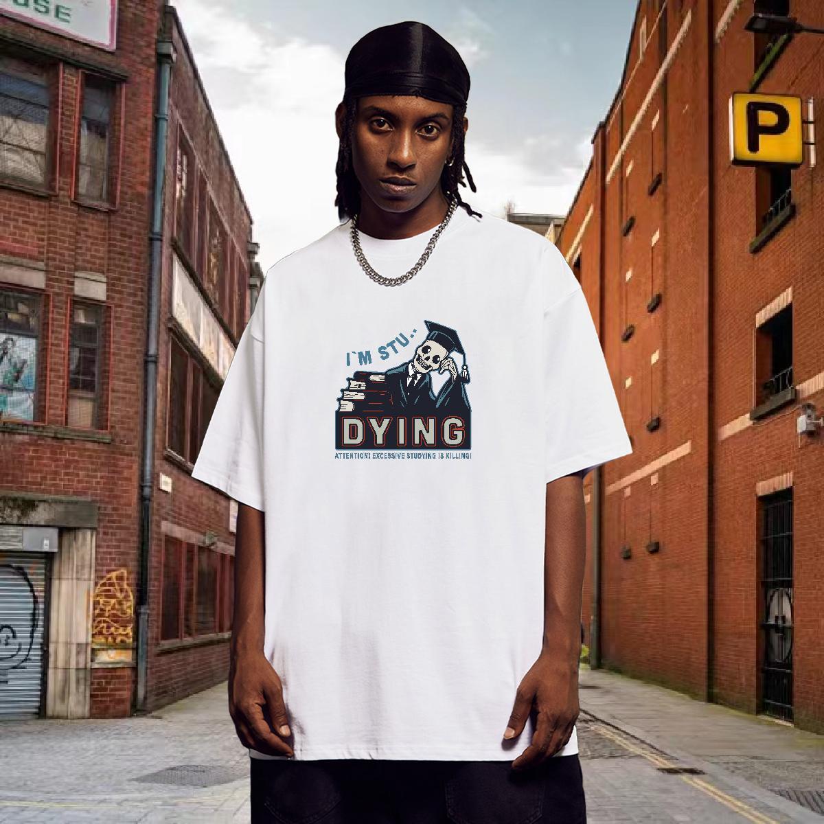 Free Shipping Men T Shirts 100% Cotton 230g skull Beach Black Oversized Breathable Short Sleeve Tshirts Customized Clothings