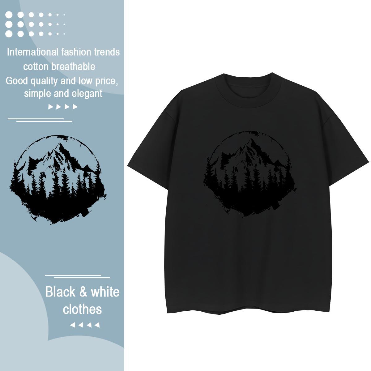 Classic Man T Shirts 230g 100% Cotton mountains Casual Beach Anime Short Sleeve Soft Men Tees Customized Tee Shirt
