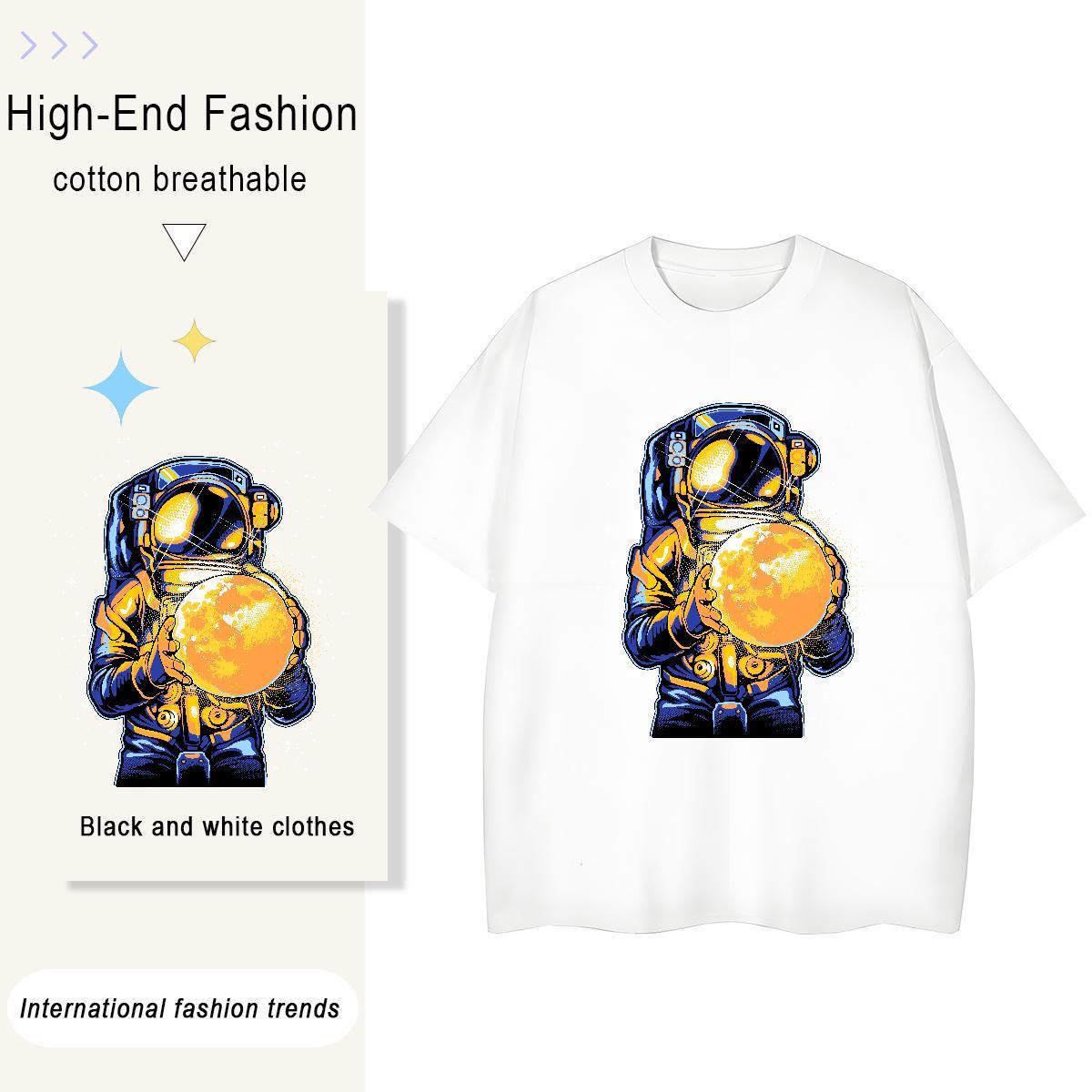 Loose fit Lady T shirt 100% Cotton 230g universe Sports Casual T Shirt For Woman Short Sleeve O-Neck DIY Anime Tee Shirt