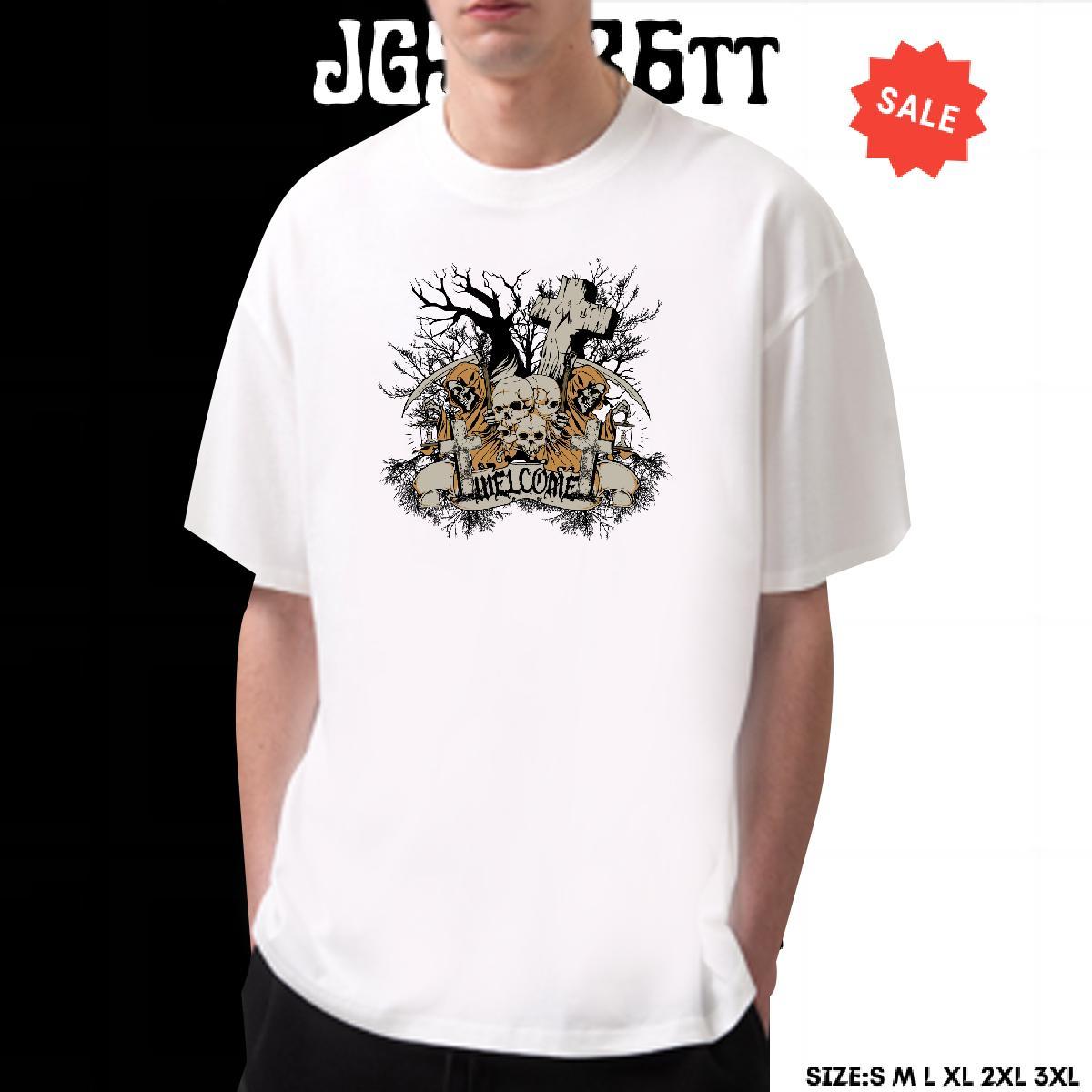 Popular Mens T Shirts 230g 100% Cotton skull Spring Summer Custom Printed Breathable Short Sleeve Couples T Shirts Customized Tees