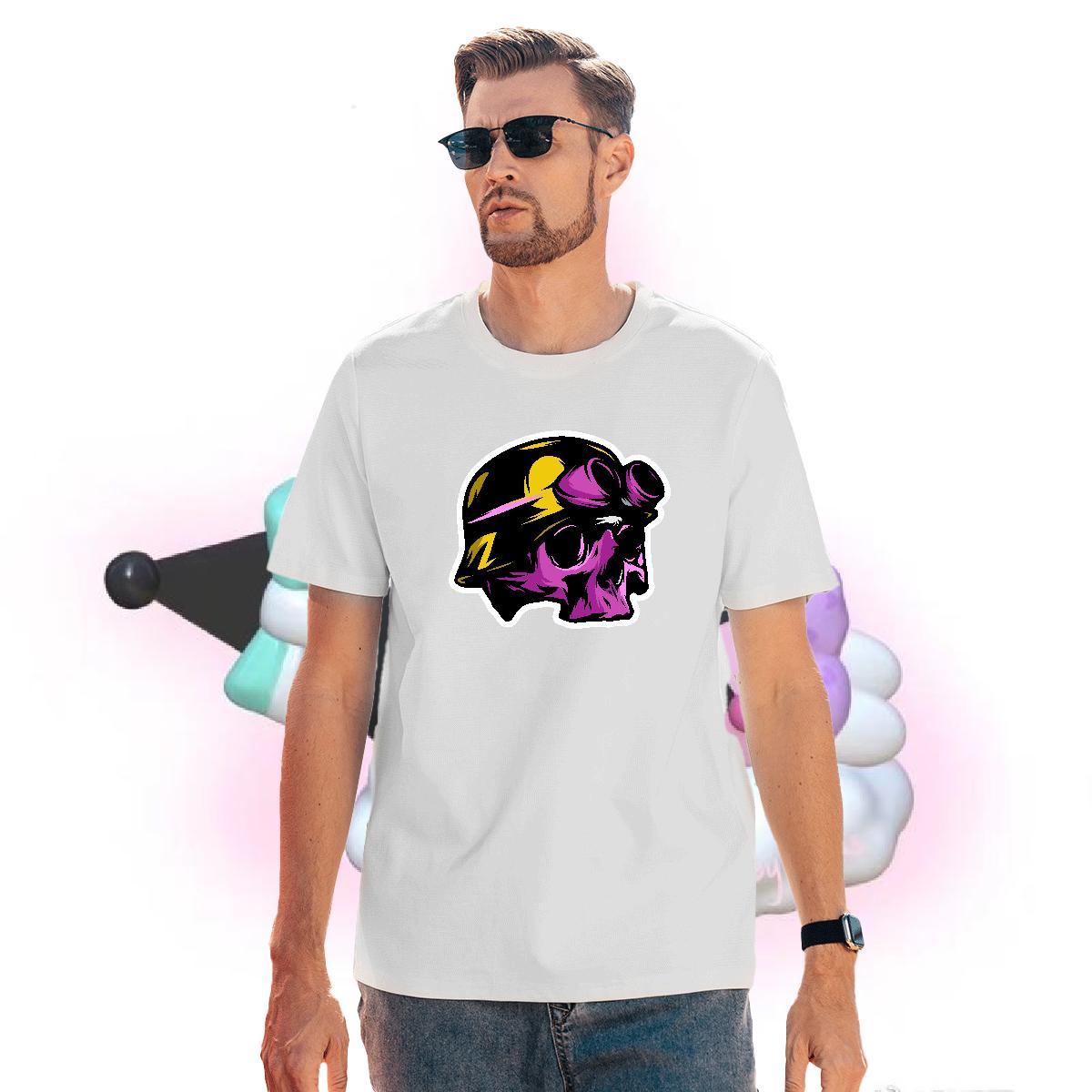 Unisex T Shirt For Man 230g Pure Cotton skull Outdoor Floral Print Breathable Crew Neck Men Tops Tees DIY Customized Tee Shirt