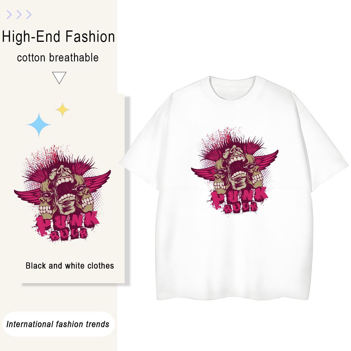 Cool Mens T Shirts 230g 100% Cotton skull Hip Hop Street DIY Anime Breathable Crew Neck Mens Tshirts Stylist Wear