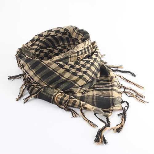 Neutral lightweight plain weave fringe Arabian Desert Shemagh KeffIyeh scarf bag W240824