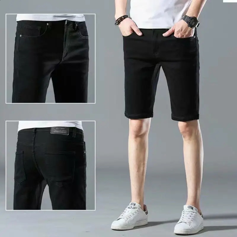 Summer Streetwear Fashion Men Clothing White Denim Shorts Koreon Casual Male Thin Pockets Versatile Sports Straight Short Pants 240824