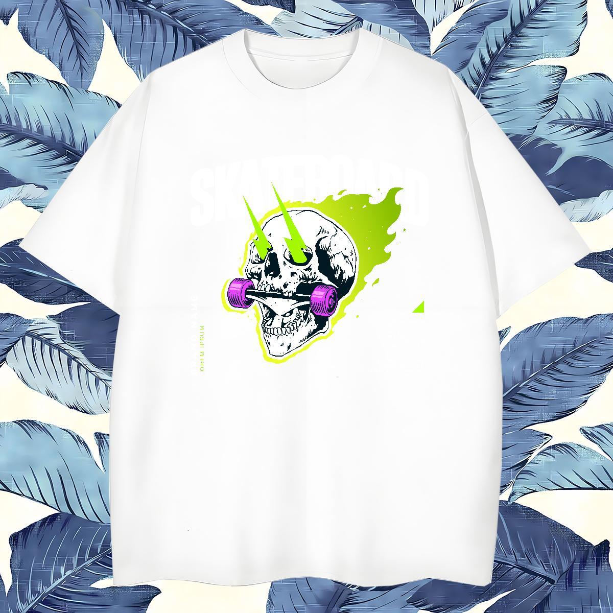 Free Shipping Men T Shirts 100% Cotton 230g skull Casual Beach Anime Breathable Men Tshirts Wholesale Tee Shirt