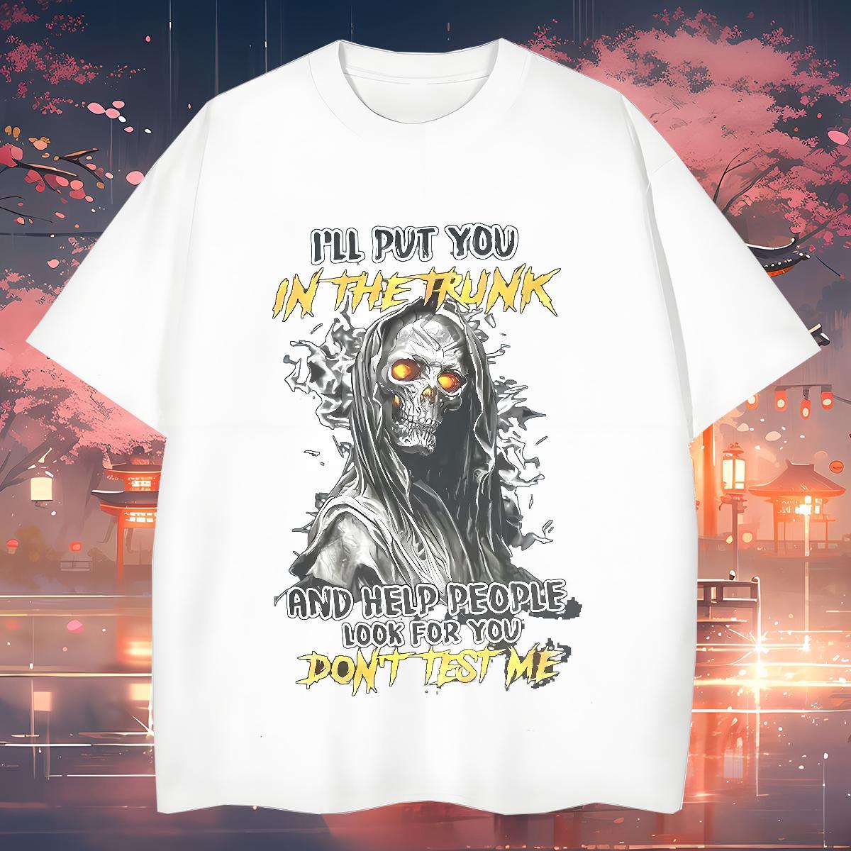 Wholesale T Shirt For Man 230g 100% Cotton skull Anime Printing Street Oversized Short Sleeve O-Neck Tshirts 2024 Summer Polos