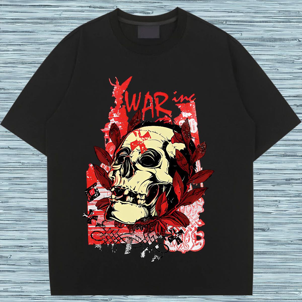 High quality Lady T shirt 230g 100% Cotton skull High Street Hip Hop T-Shirts O Neck Short Sleeves Customized Print Tops Tees