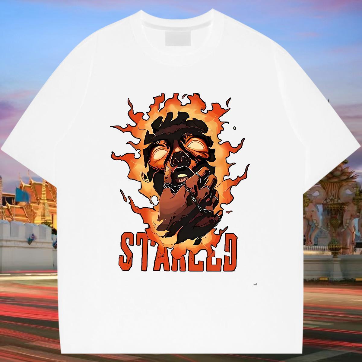 Designer T-Shirts 230g Cotton skull High Street Hip Hop Customized O Neck Short Sleeves Couples T Shirts Fashion Design Tops Tees
