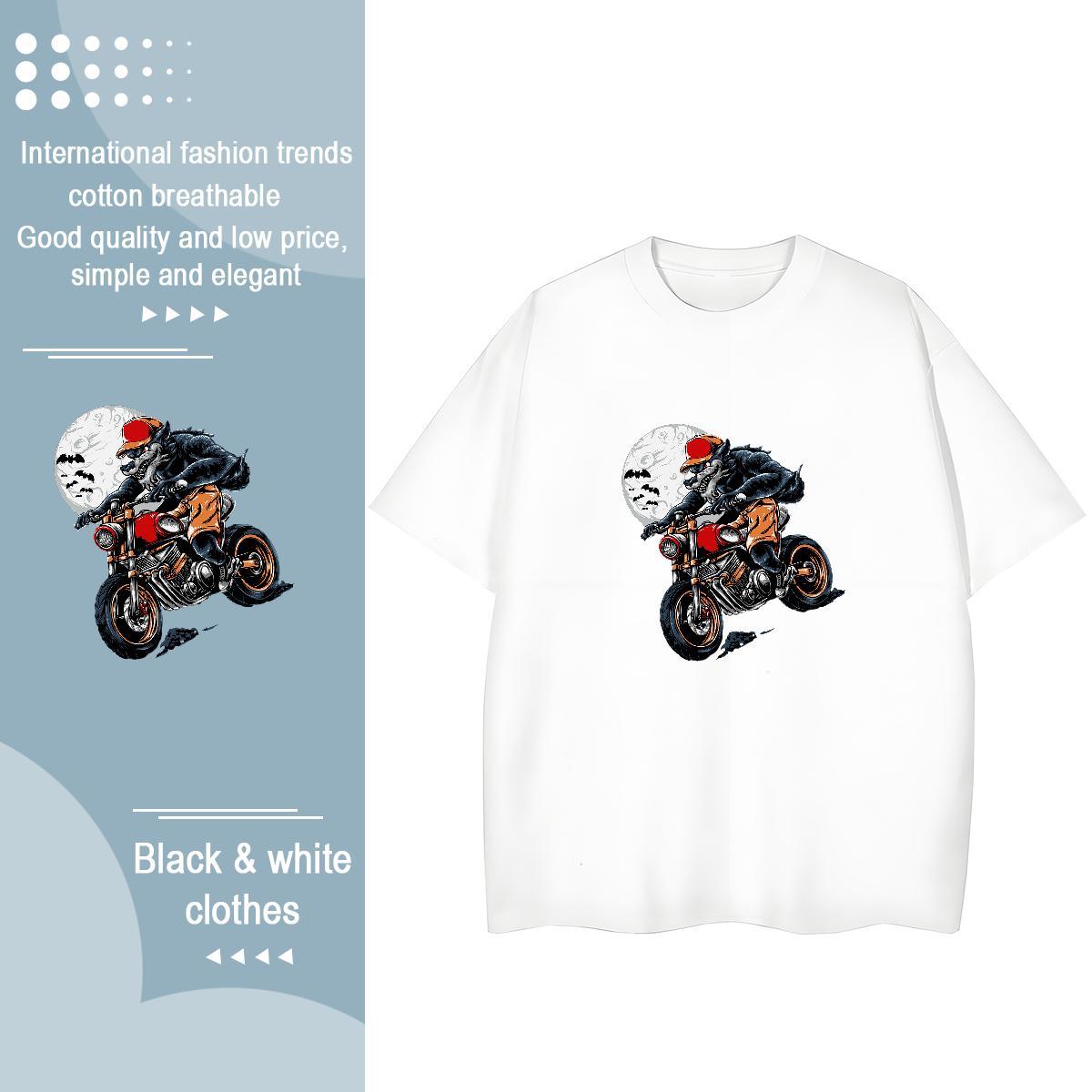 Comfortable Men T Shirts 230g Cotton skull Hip Hop Street Cartoon Print Crew Neck Breathable Men Tshirts 2024 Tops Shirt