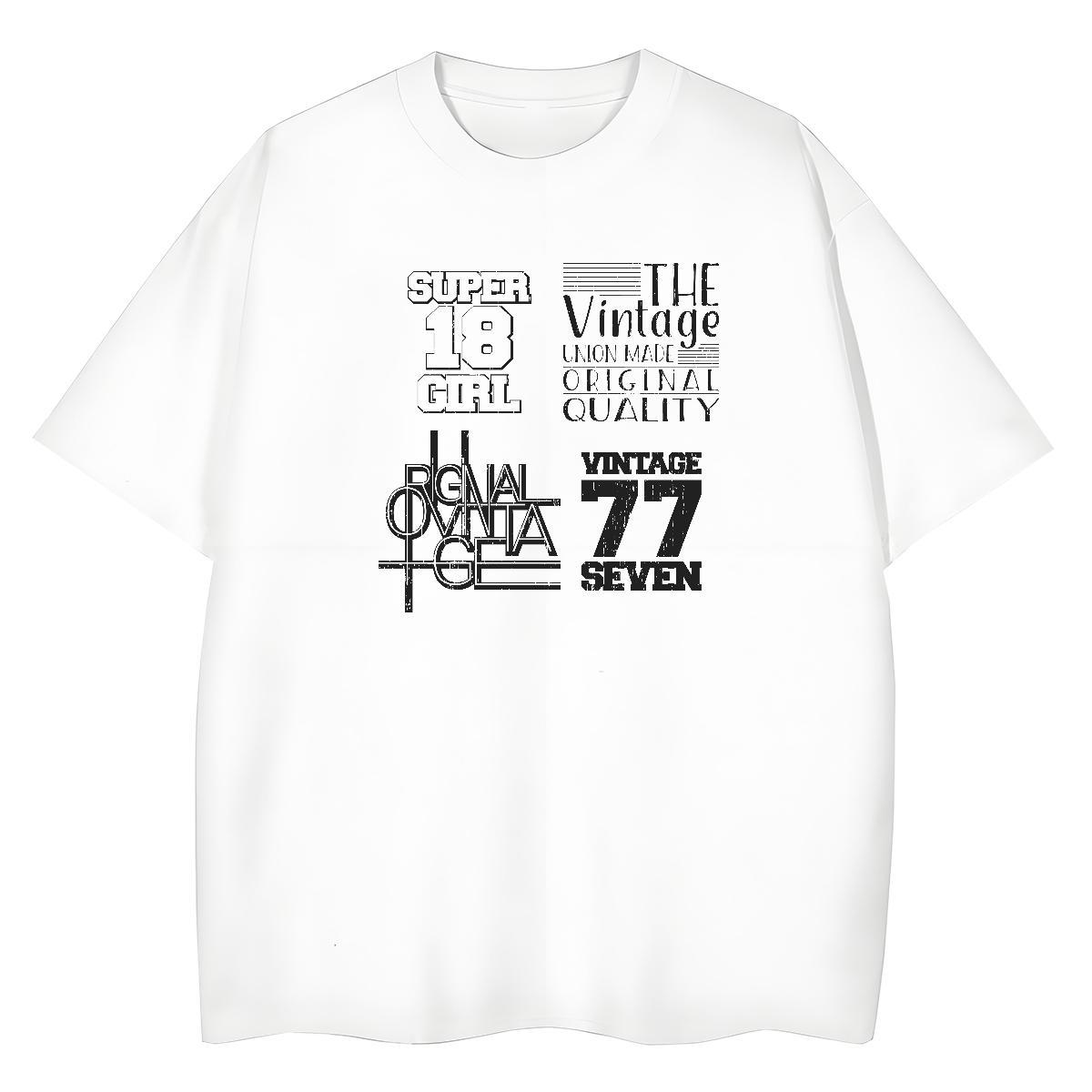 Unisex Woman Tshirt 230g Pure Cotton letter Beach T-Shirts Breathable Short Sleeve Anime Print Clothes Shirt