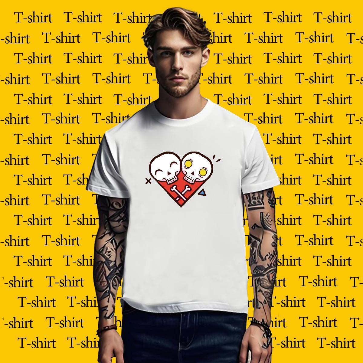 Designer T-Shirts for Men 230g Cotton skull Daily Outfit Custom Printed Breathable Short Sleeve Men Tees 2024 DIY Clothings
