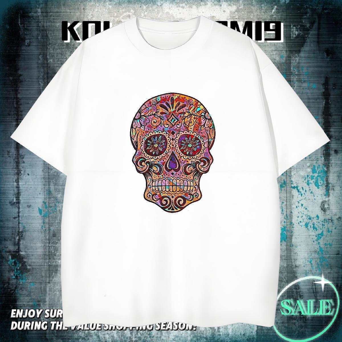 Brand T-Shirts 230g Cotton skull Daily Wear Anime O-Neck Short Sleeve Men Clothes T-Shirt New Designer Clothings