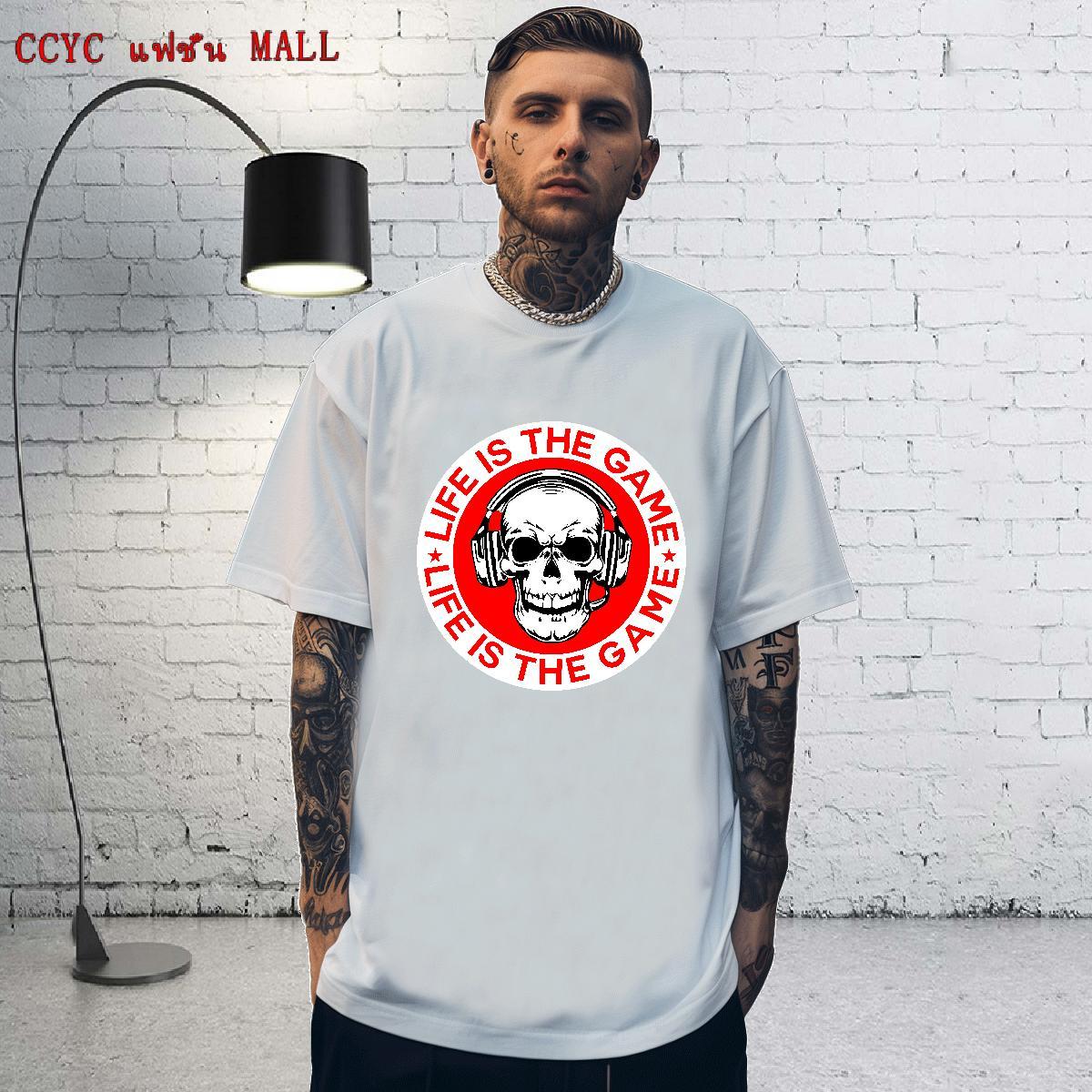 Soft Man T Shirts 230g Pure Cotton skull Casual Skull Crew Neck Tshirt for Man Woman Fashion Designer Polos