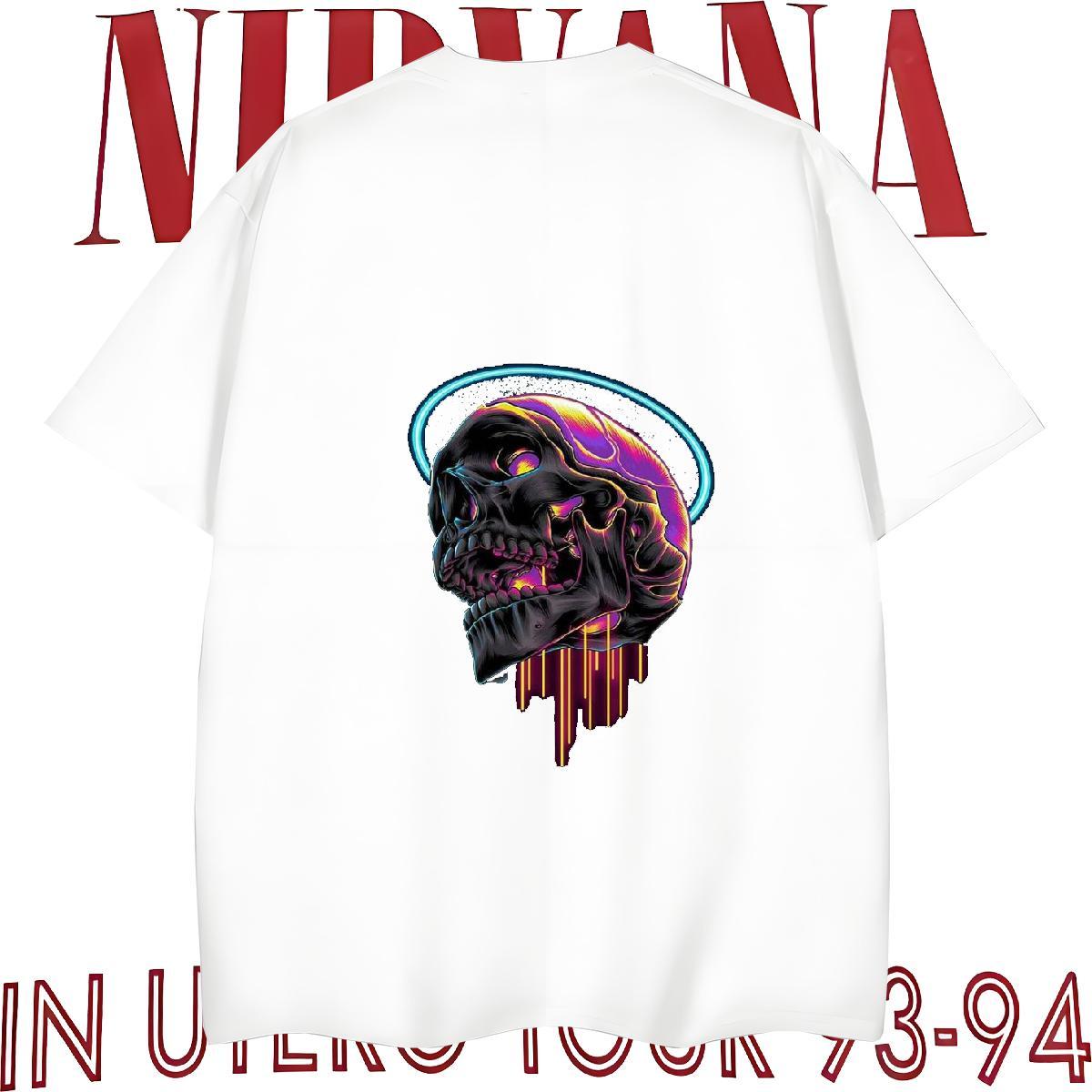 Classic T-Shirts 230g Pure Cotton skull Daily Wear Customized Print Breathable Short Sleeve Men Clothes T-Shirt DIY Top Tees
