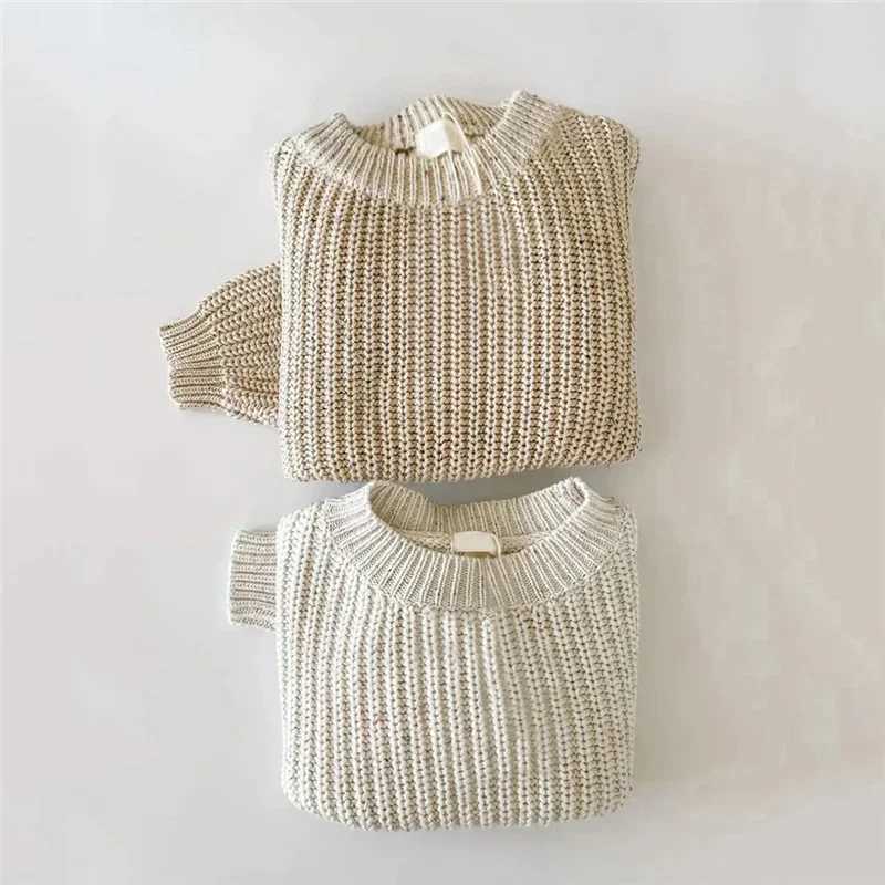 Childrens sweater solid color short and fat knitted womens sweater short sleeved spring summer winter long sleeved mens sweaterW240824