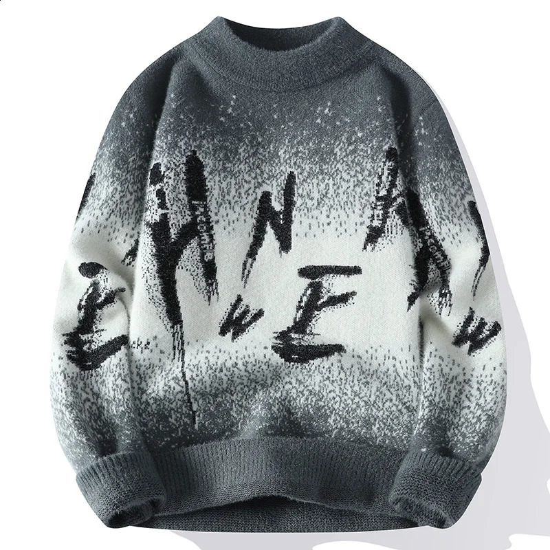 winter letter pattern warm sweater mens high-quality thick zipper mens wool sweater mens size M-3XL MY016 240824